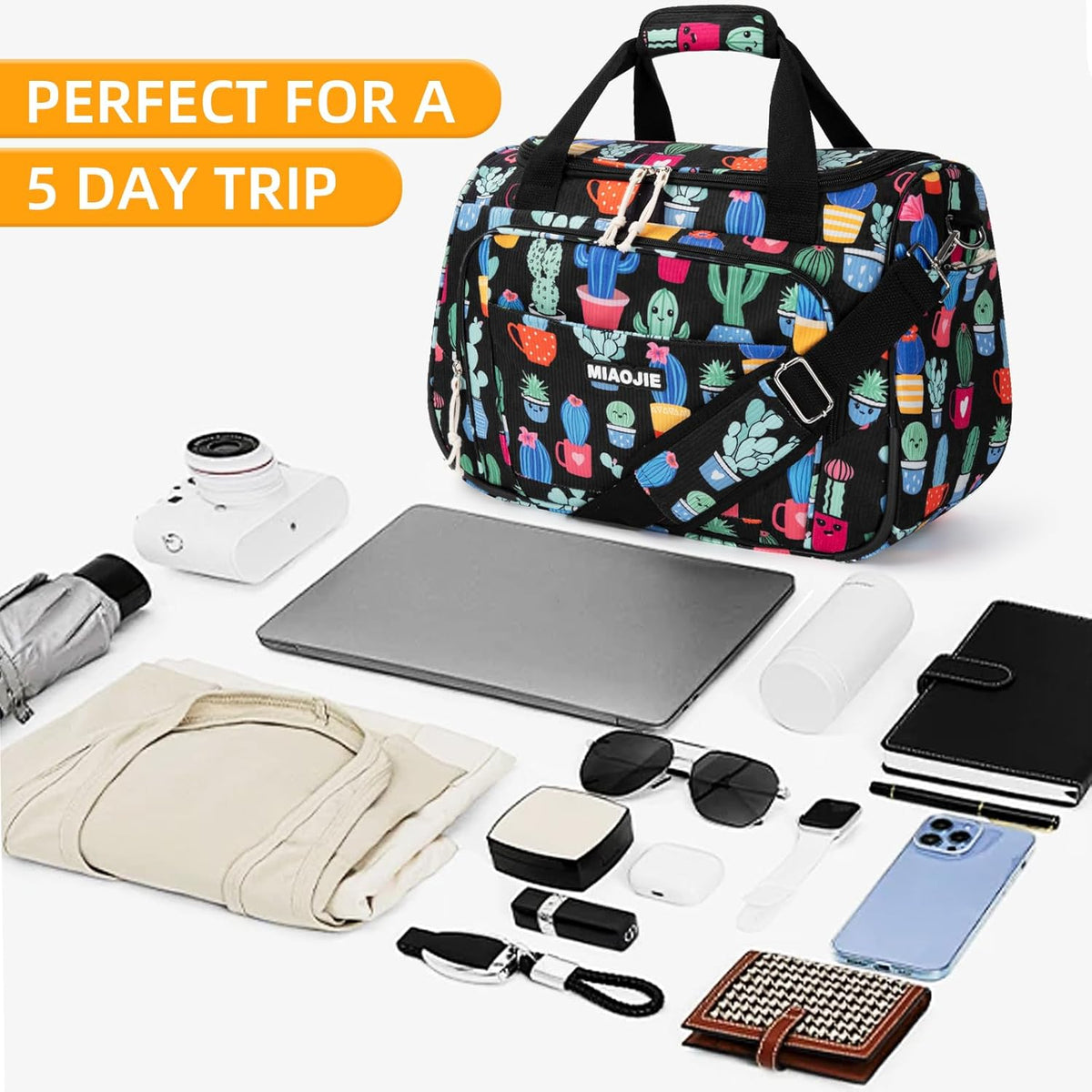 Underseat Carry On Luggage Lightweight Travel Tote Weekender Bag Overnight Duffle Bag for Travel, Travel Essentials Personal Item Travel Bag for Women and Men,Black-18Inch