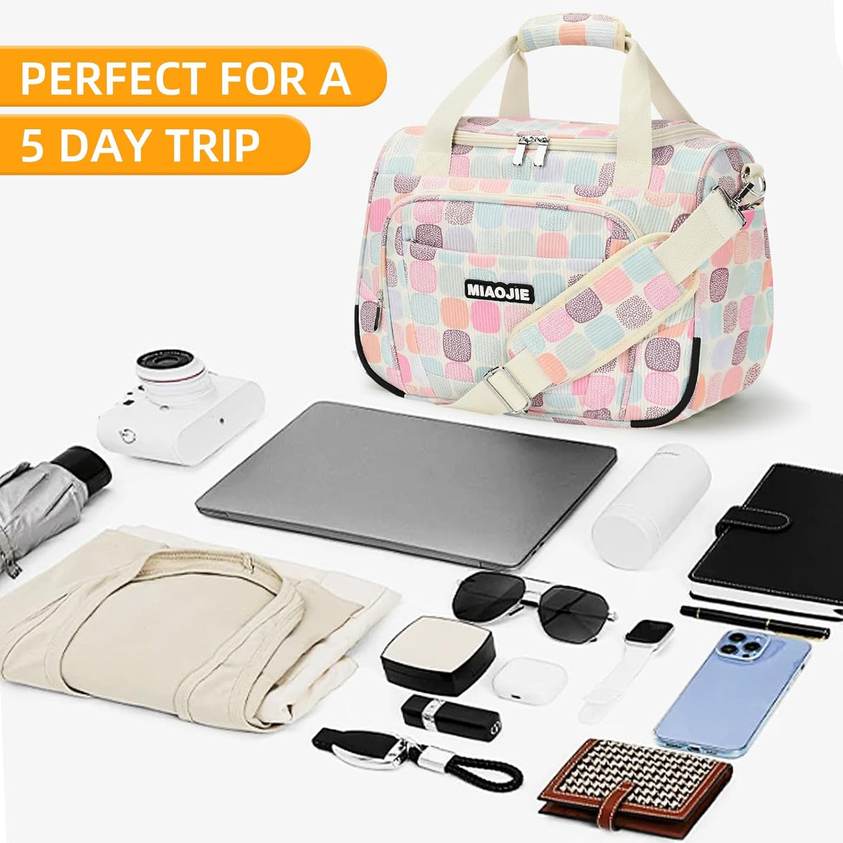 Underseat Carry On Luggage Lightweight Travel Tote Weekender Bag Overnight Duffle Bag for Travel, Travel Essentials Personal Item Travel Bag for Women and Men,Black-18Inch
