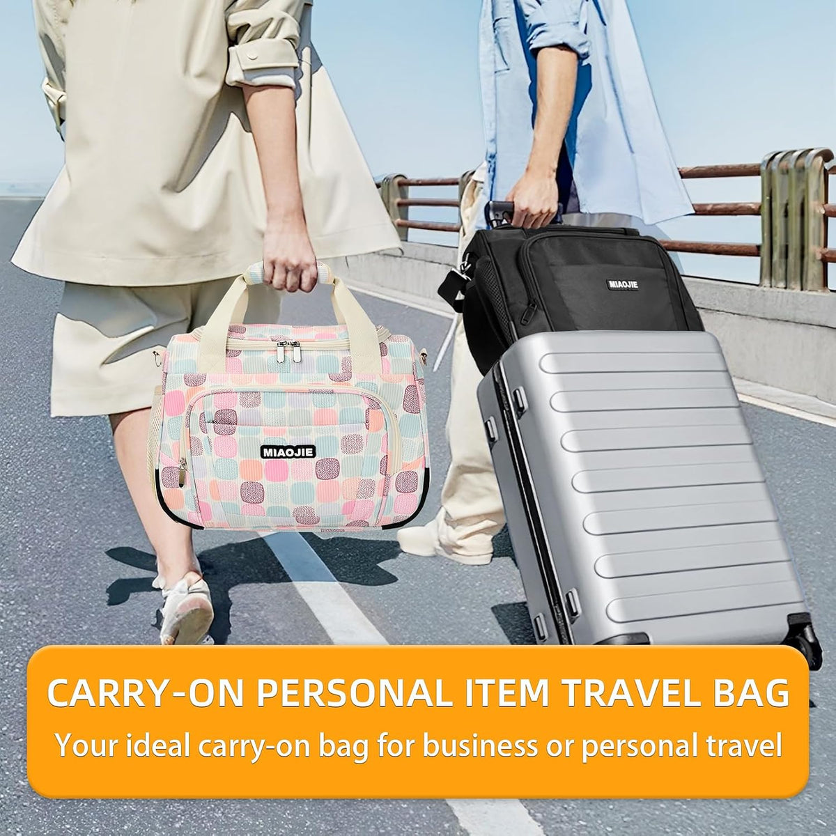 Underseat Carry On Luggage Lightweight Travel Tote Weekender Bag Overnight Duffle Bag for Travel, Travel Essentials Personal Item Travel Bag for Women and Men,Black-18Inch
