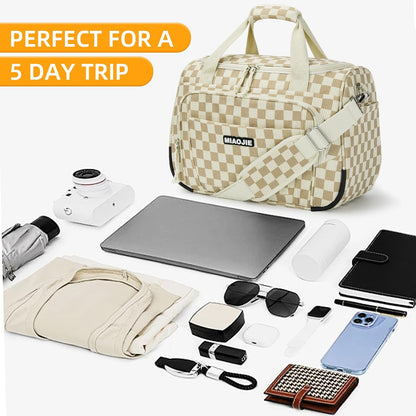Underseat Carry On Luggage Lightweight Travel Tote Weekender Bag Overnight Duffle Bag for Travel, Travel Essentials Personal Item Travel Bag for Women and Men,Black-18Inch