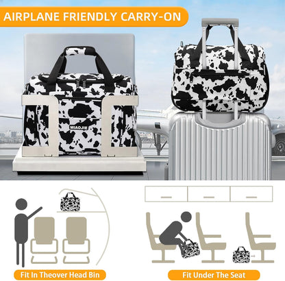 Underseat Carry On Luggage Lightweight Travel Tote Weekender Bag Overnight Duffle Bag for Travel, Travel Essentials Personal Item Travel Bag for Women and Men,Black-18Inch