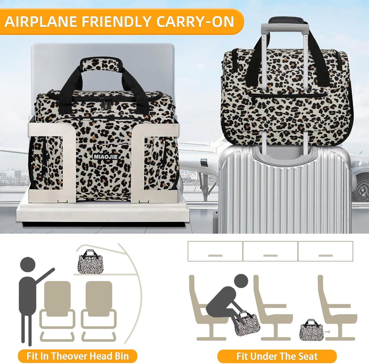 Underseat Carry On Luggage Lightweight Travel Tote Weekender Bag Overnight Duffle Bag for Travel, Travel Essentials Personal Item Travel Bag for Women and Men,Black-18Inch