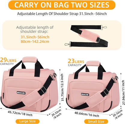 Underseat Carry On Luggage Lightweight Travel Tote Weekender Bag Overnight Duffle Bag for Travel, Travel Essentials Personal Item Travel Bag for Women and Men,Black-18Inch