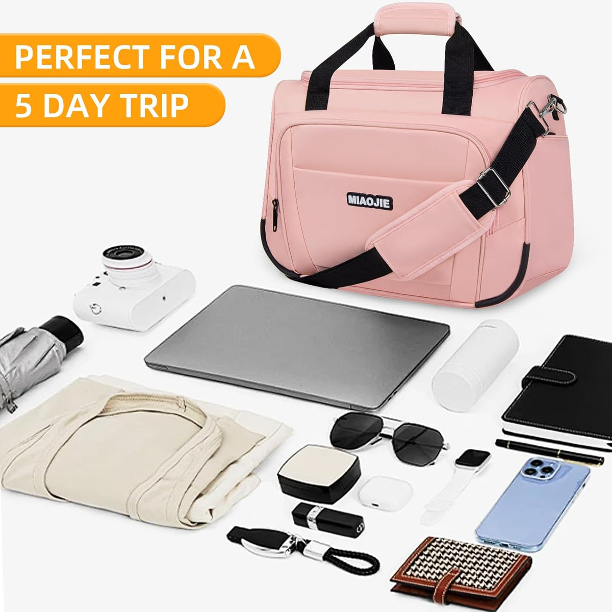 Underseat Carry On Luggage Lightweight Travel Tote Weekender Bag Overnight Duffle Bag for Travel, Travel Essentials Personal Item Travel Bag for Women and Men,Black-18Inch