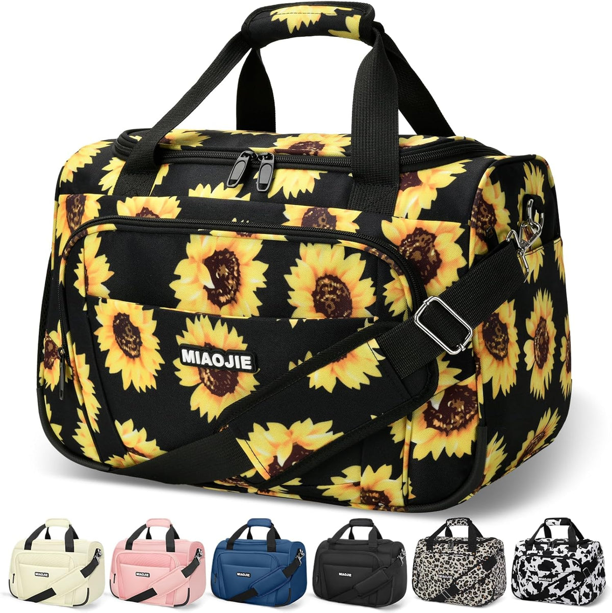 Underseat Carry On Luggage Lightweight Travel Tote Weekender Bag Overnight Duffle Bag for Travel, Travel Essentials Personal Item Travel Bag for Women and Men,Black-18Inch
