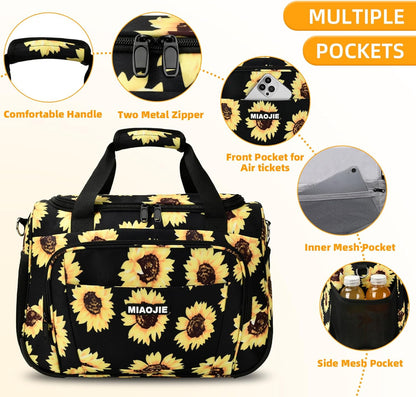 Underseat Carry On Luggage Lightweight Travel Tote Weekender Bag Overnight Duffle Bag for Travel, Travel Essentials Personal Item Travel Bag for Women and Men,Black-18Inch
