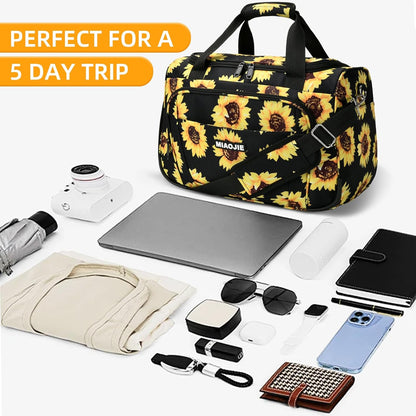 Underseat Carry On Luggage Lightweight Travel Tote Weekender Bag Overnight Duffle Bag for Travel, Travel Essentials Personal Item Travel Bag for Women and Men,Black-18Inch