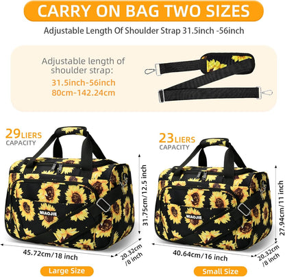Underseat Carry On Luggage Lightweight Travel Tote Weekender Bag Overnight Duffle Bag for Travel, Travel Essentials Personal Item Travel Bag for Women and Men,Black-18Inch