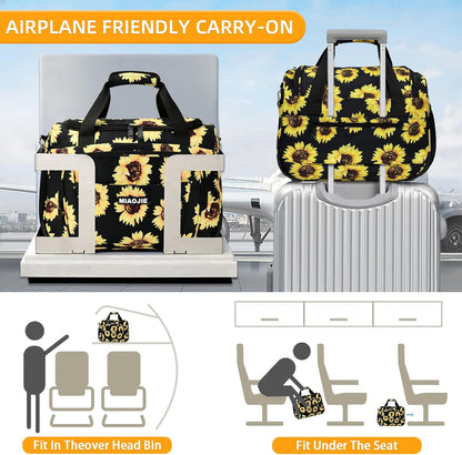 Underseat Carry On Luggage Lightweight Travel Tote Weekender Bag Overnight Duffle Bag for Travel, Travel Essentials Personal Item Travel Bag for Women and Men,Black-18Inch
