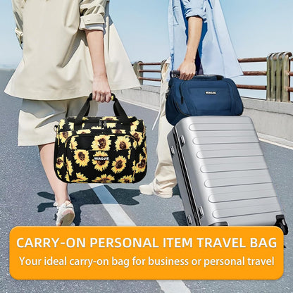 Underseat Carry On Luggage Lightweight Travel Tote Weekender Bag Overnight Duffle Bag for Travel, Travel Essentials Personal Item Travel Bag for Women and Men,Black-18Inch