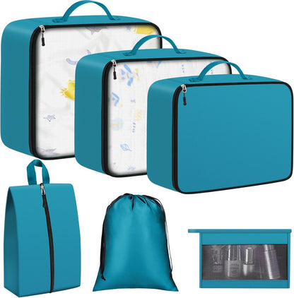 8 Set Packing Cubes for Travel Essentials, Packing Bags, Carrry-On Travel Accessories, Suitcase Organizers with Sturdy Zippers, Luggage Organizer for Airplane, Camping, Road Trip (Grey)