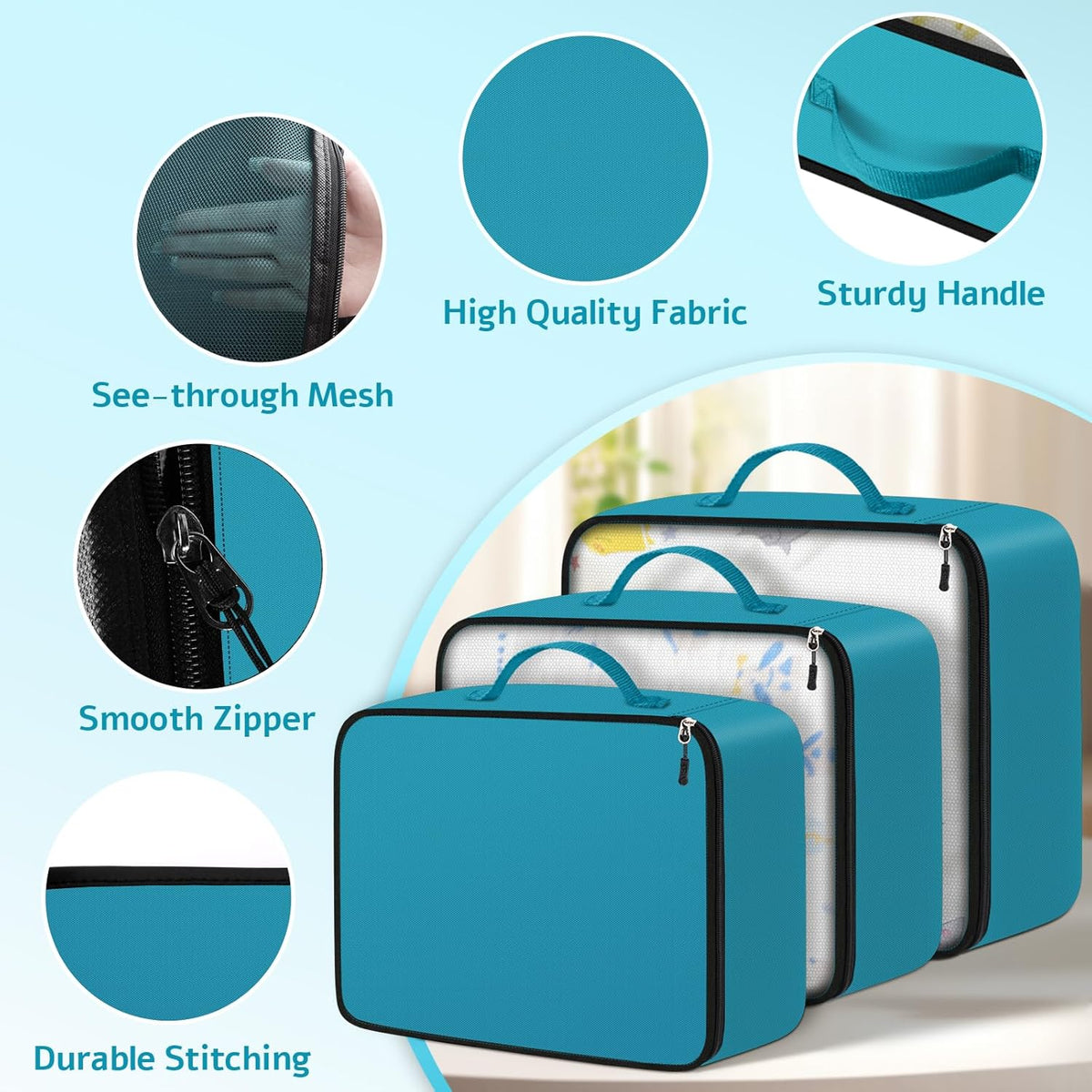 8 Set Packing Cubes for Travel Essentials, Packing Bags, Carrry-On Travel Accessories, Suitcase Organizers with Sturdy Zippers, Luggage Organizer for Airplane, Camping, Road Trip (Grey)