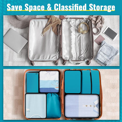 8 Set Packing Cubes for Travel Essentials, Packing Bags, Carrry-On Travel Accessories, Suitcase Organizers with Sturdy Zippers, Luggage Organizer for Airplane, Camping, Road Trip (Grey)