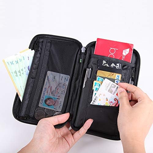Passport Holder for Travel Family RFID Neck Wallet for Traveling Women Travel Pouch for Passport and Documents with RFID Waterproof Zipper Passport Case (Black)