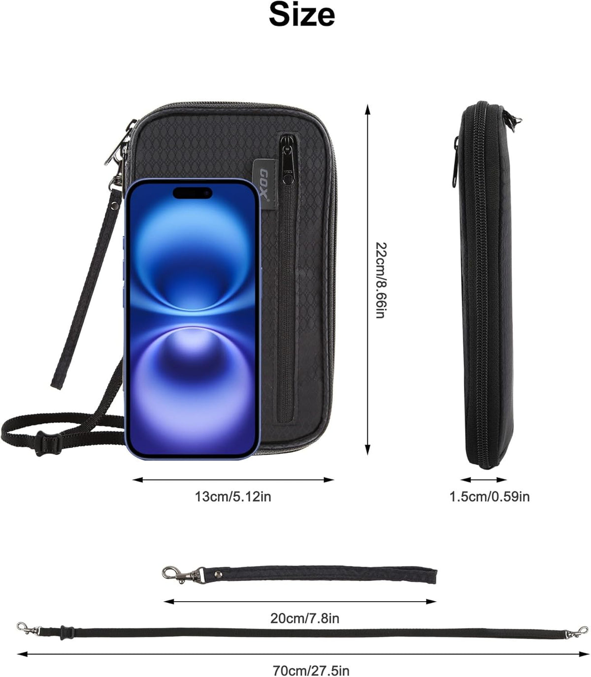 Passport Holder for Travel Family RFID Neck Wallet for Traveling Women Travel Pouch for Passport and Documents with RFID Waterproof Zipper Passport Case (Black)
