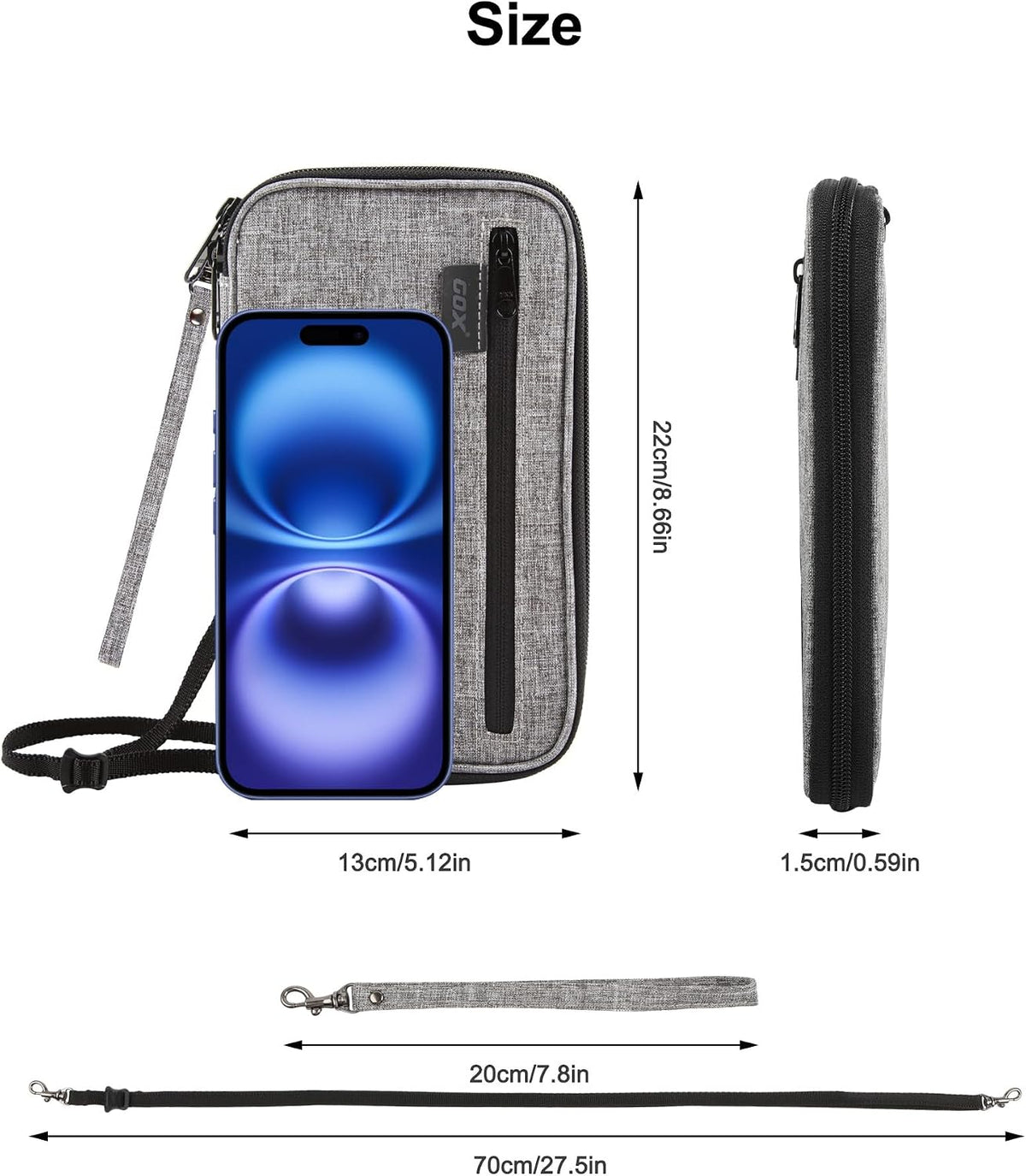 Passport Holder for Travel Family RFID Neck Wallet for Traveling Women Travel Pouch for Passport and Documents with RFID Waterproof Zipper Passport Case (Black)