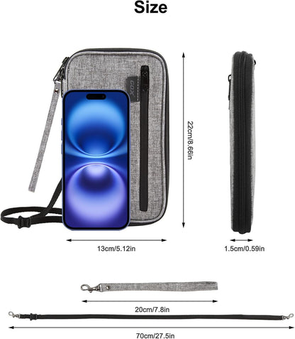 Passport Holder for Travel Family RFID Neck Wallet for Traveling Women Travel Pouch for Passport and Documents with RFID Waterproof Zipper Passport Case (Black)