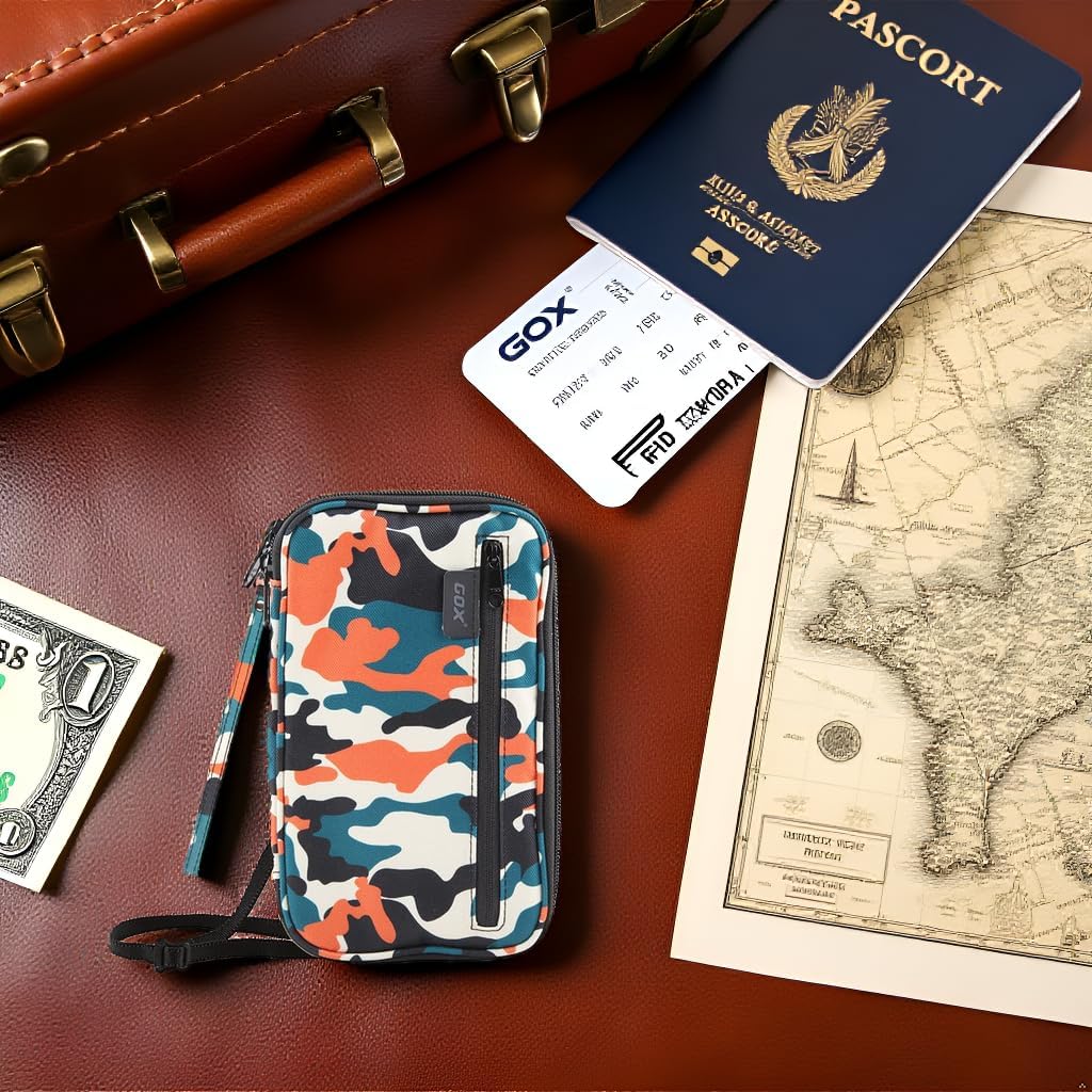 Passport Holder for Travel Family RFID Neck Wallet for Traveling Women Travel Pouch for Passport and Documents with RFID Waterproof Zipper Passport Case (Black)