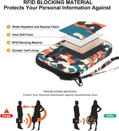 Passport Holder for Travel Family RFID Neck Wallet for Traveling Women Travel Pouch for Passport and Documents with RFID Waterproof Zipper Passport Case (Black)