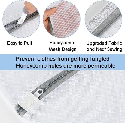 3Pcs Mesh Laundry Bags for Delicates, Honeycomb Mesh Wash Bags with Zipper for Washing Machine, Shoes, Lingerie, Socks and Stuffed Toys (Medium, 12.5 x 16Inches)
