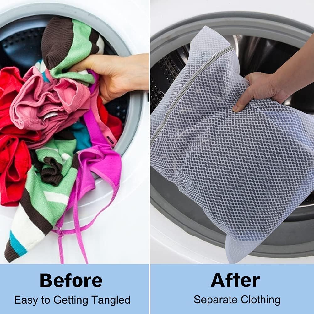 3Pcs Mesh Laundry Bags for Delicates, Honeycomb Mesh Wash Bags with Zipper for Washing Machine, Shoes, Lingerie, Socks and Stuffed Toys (Medium, 12.5 x 16Inches)