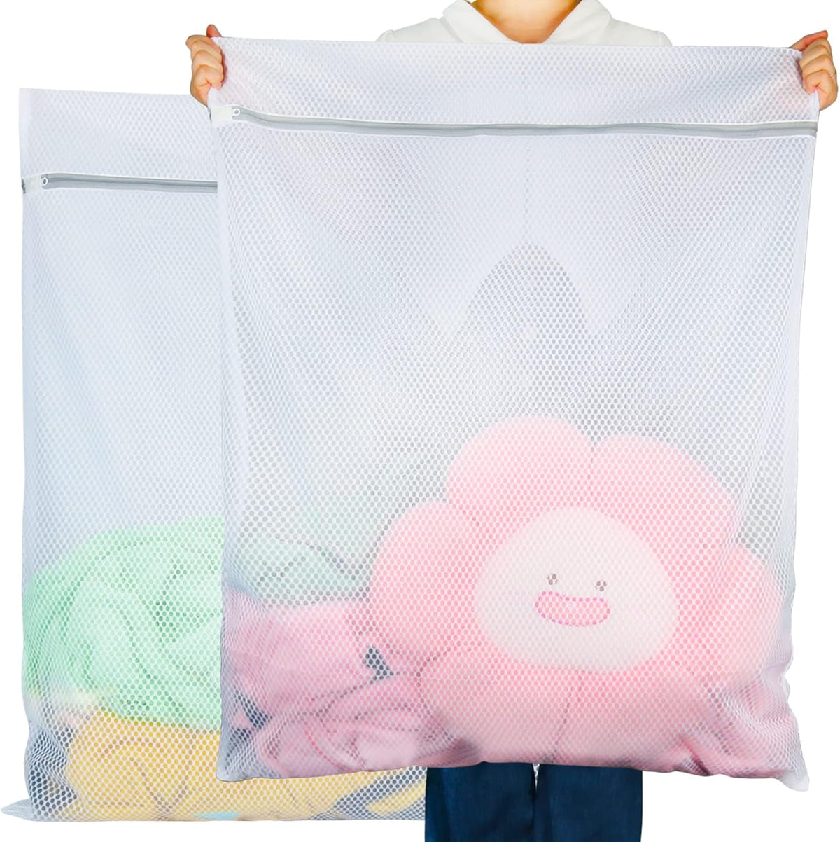 3Pcs Mesh Laundry Bags for Delicates, Honeycomb Mesh Wash Bags with Zipper for Washing Machine, Shoes, Lingerie, Socks and Stuffed Toys (Medium, 12.5 x 16Inches)