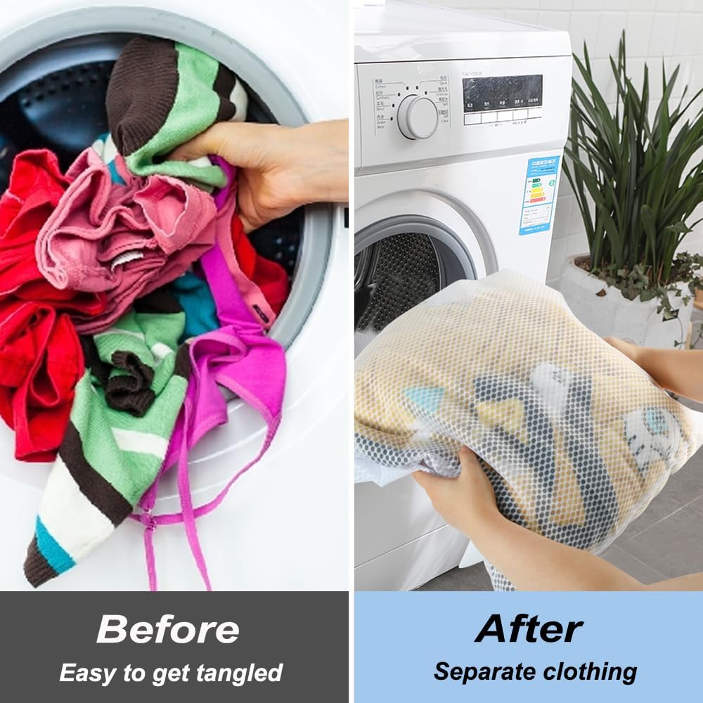 3Pcs Mesh Laundry Bags for Delicates, Honeycomb Mesh Wash Bags with Zipper for Washing Machine, Shoes, Lingerie, Socks and Stuffed Toys (Medium, 12.5 x 16Inches)