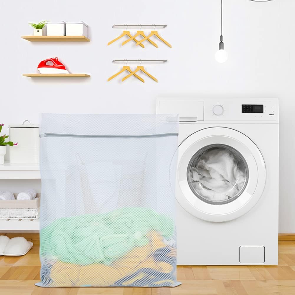 3Pcs Mesh Laundry Bags for Delicates, Honeycomb Mesh Wash Bags with Zipper for Washing Machine, Shoes, Lingerie, Socks and Stuffed Toys (Medium, 12.5 x 16Inches)