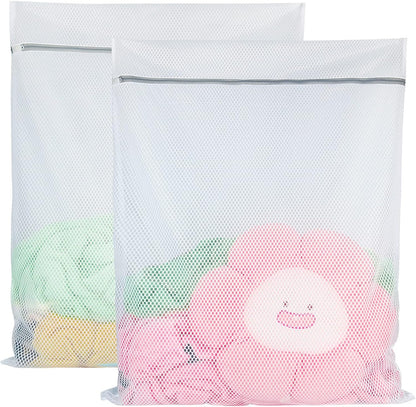 3Pcs Mesh Laundry Bags for Delicates, Honeycomb Mesh Wash Bags with Zipper for Washing Machine, Shoes, Lingerie, Socks and Stuffed Toys (Medium, 12.5 x 16Inches)