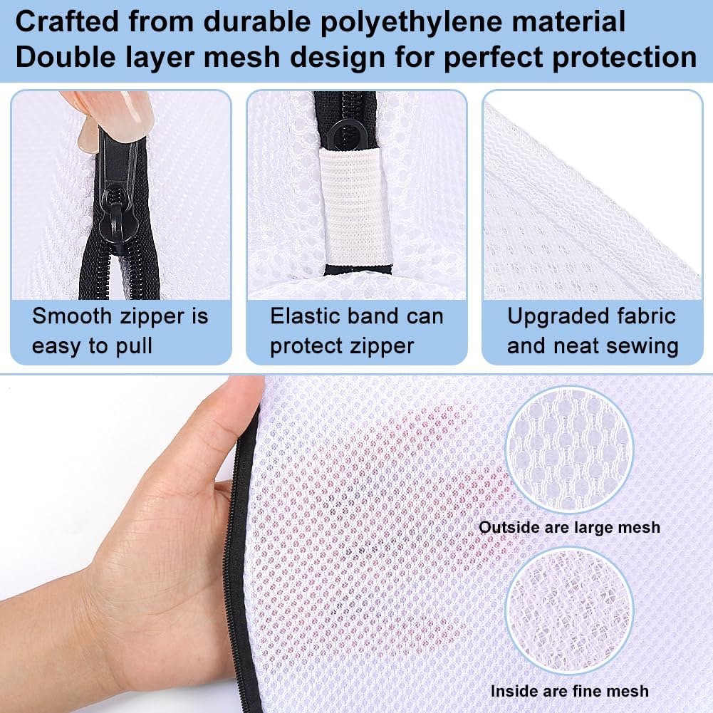 3Pcs Mesh Laundry Bags for Delicates, Honeycomb Mesh Wash Bags with Zipper for Washing Machine, Shoes, Lingerie, Socks and Stuffed Toys (Medium, 12.5 x 16Inches)
