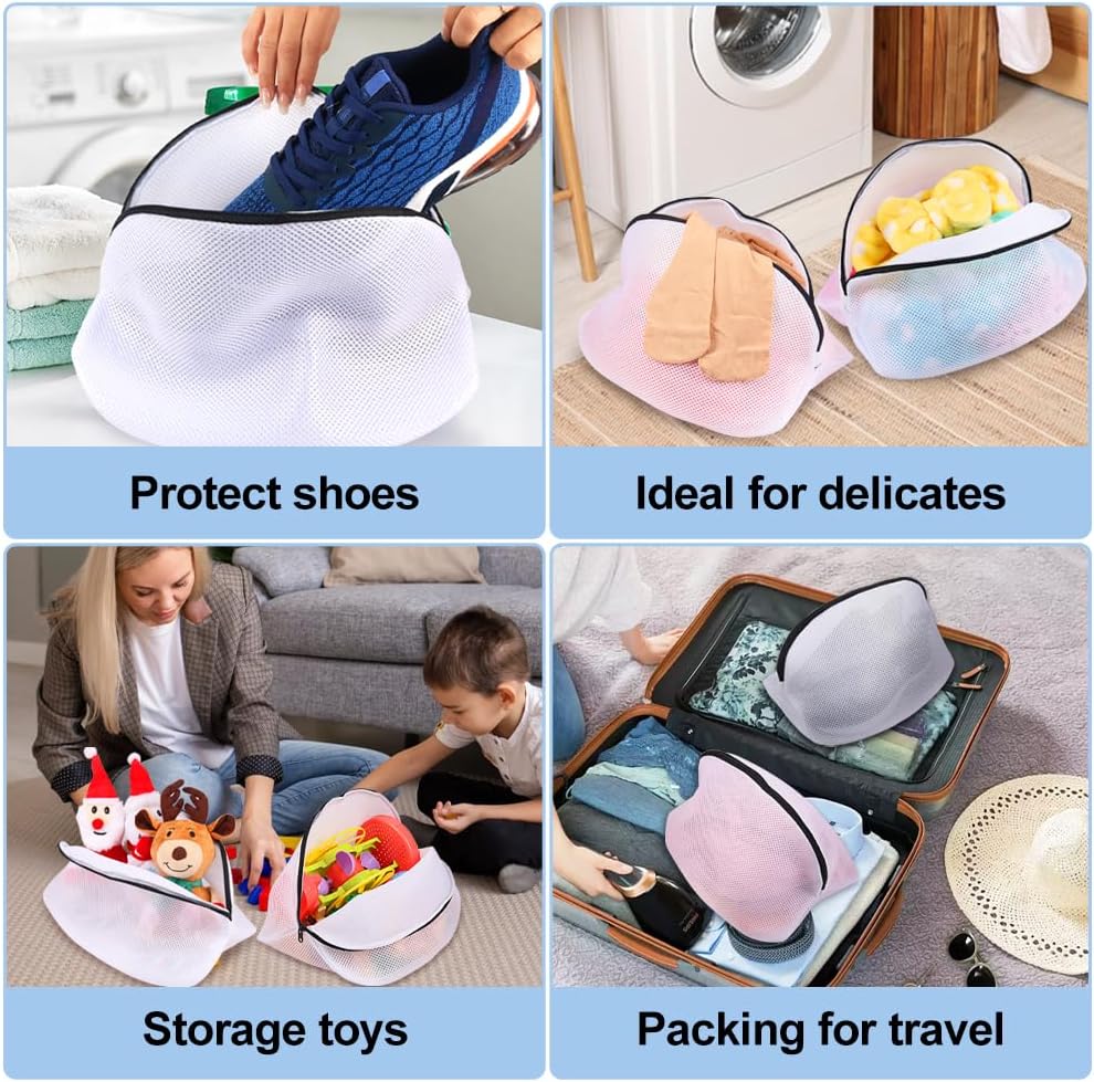 3Pcs Mesh Laundry Bags for Delicates, Honeycomb Mesh Wash Bags with Zipper for Washing Machine, Shoes, Lingerie, Socks and Stuffed Toys (Medium, 12.5 x 16Inches)