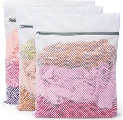 3Pcs Mesh Laundry Bags for Delicates, Honeycomb Mesh Wash Bags with Zipper for Washing Machine, Shoes, Lingerie, Socks and Stuffed Toys (Medium, 12.5 x 16Inches)