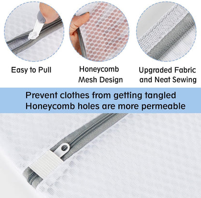 3Pcs Mesh Laundry Bags for Delicates, Honeycomb Mesh Wash Bags with Zipper for Washing Machine, Shoes, Lingerie, Socks and Stuffed Toys (Medium, 12.5 x 16Inches)