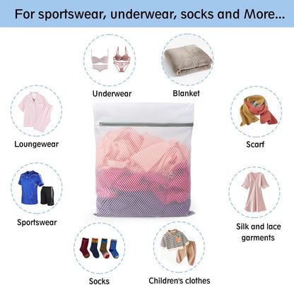 3Pcs Mesh Laundry Bags for Delicates, Honeycomb Mesh Wash Bags with Zipper for Washing Machine, Shoes, Lingerie, Socks and Stuffed Toys (Medium, 12.5 x 16Inches)