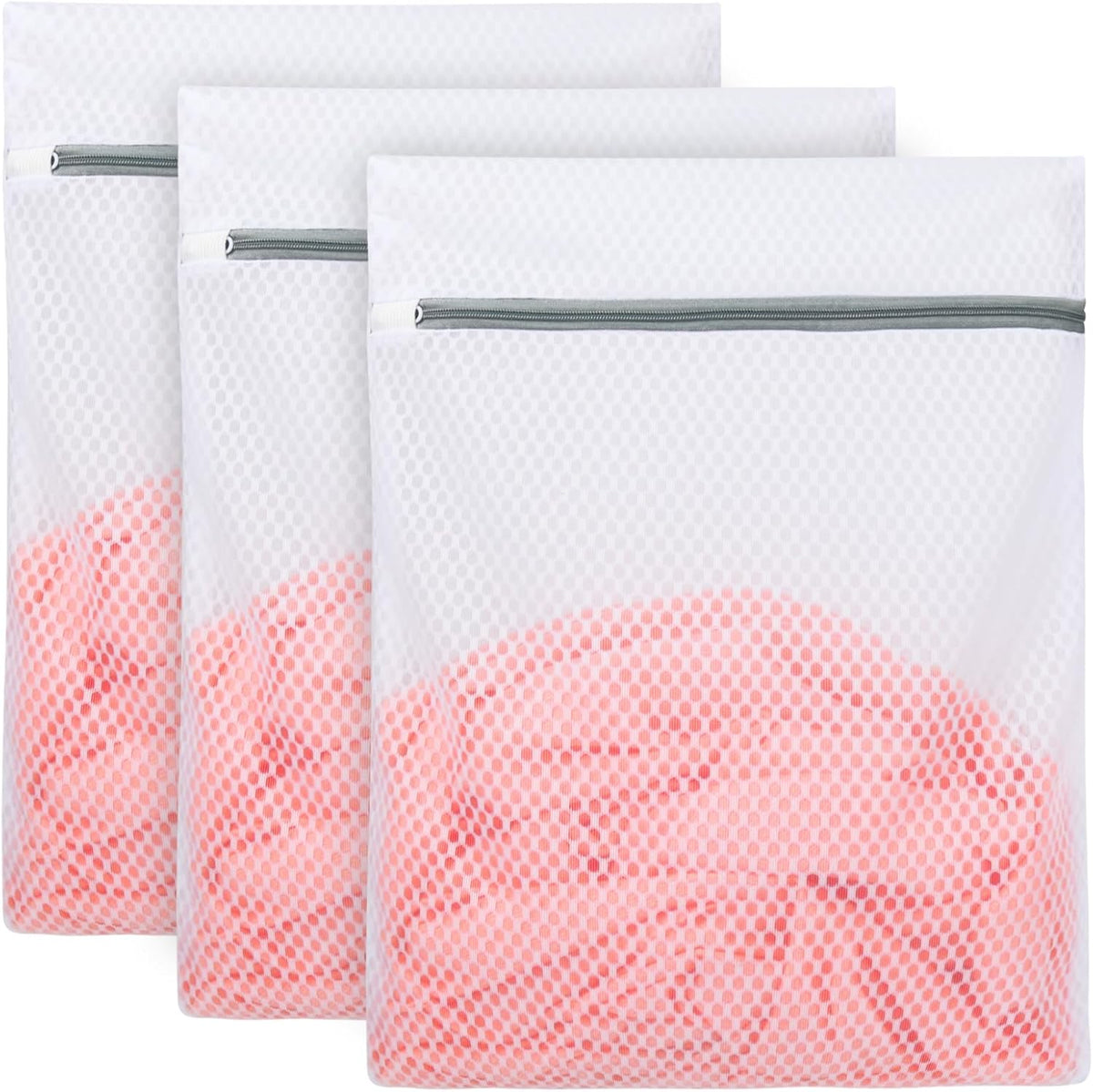3Pcs Mesh Laundry Bags for Delicates, Honeycomb Mesh Wash Bags with Zipper for Washing Machine, Shoes, Lingerie, Socks and Stuffed Toys (Medium, 12.5 x 16Inches)