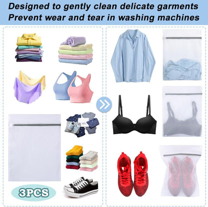 3Pcs Mesh Laundry Bags for Delicates, Honeycomb Mesh Wash Bags with Zipper for Washing Machine, Shoes, Lingerie, Socks and Stuffed Toys (Medium, 12.5 x 16Inches)