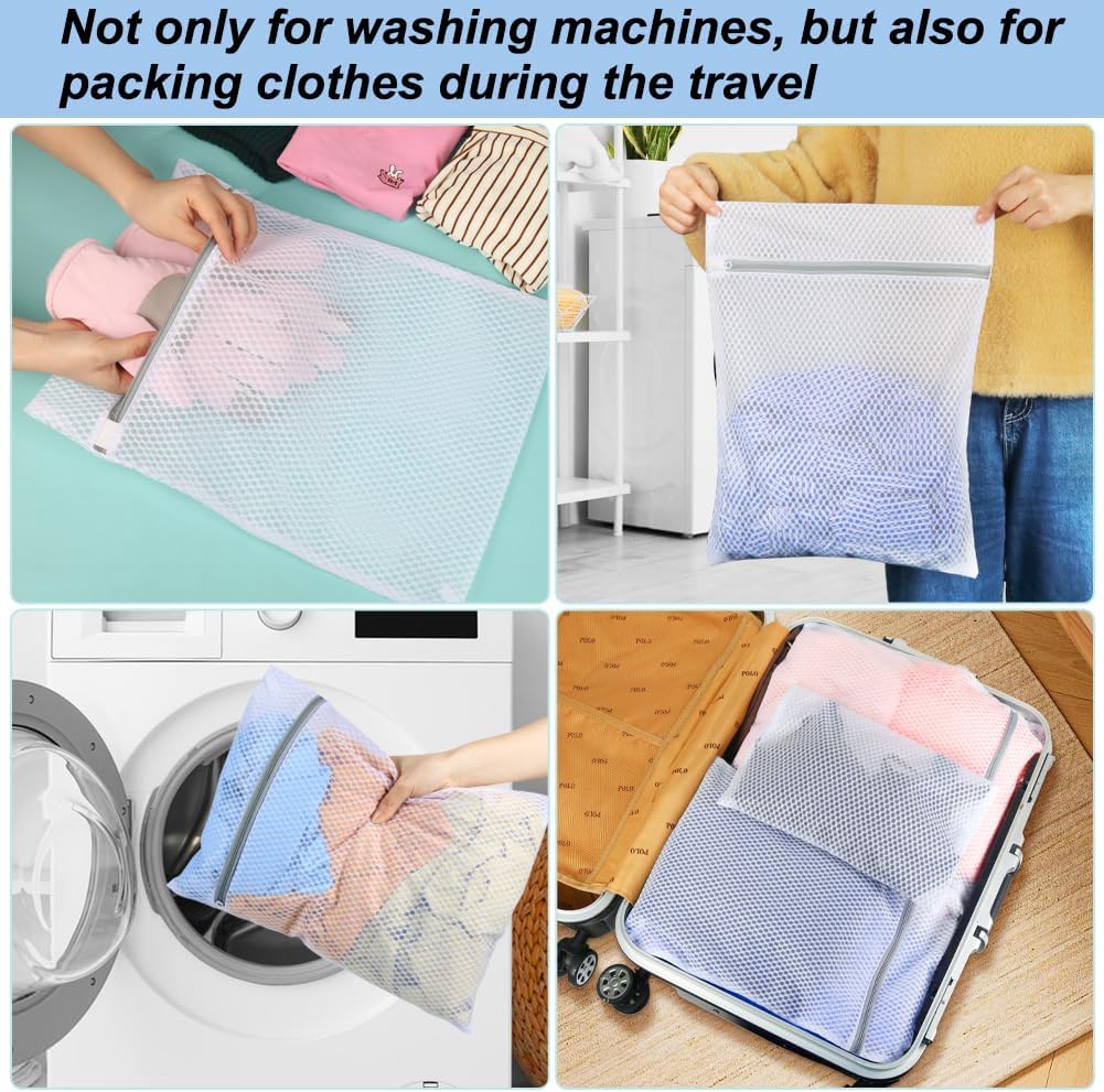 3Pcs Mesh Laundry Bags for Delicates, Honeycomb Mesh Wash Bags with Zipper for Washing Machine, Shoes, Lingerie, Socks and Stuffed Toys (Medium, 12.5 x 16Inches)