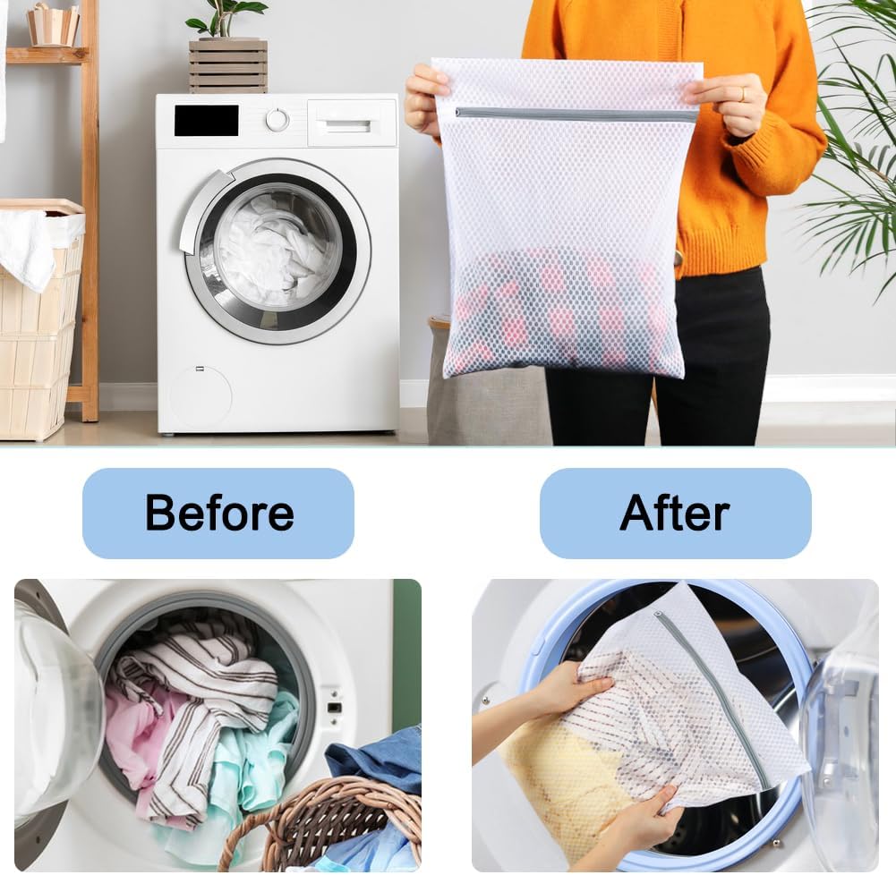 3Pcs Mesh Laundry Bags for Delicates, Honeycomb Mesh Wash Bags with Zipper for Washing Machine, Shoes, Lingerie, Socks and Stuffed Toys (Medium, 12.5 x 16Inches)