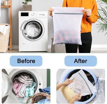 3Pcs Mesh Laundry Bags for Delicates, Honeycomb Mesh Wash Bags with Zipper for Washing Machine, Shoes, Lingerie, Socks and Stuffed Toys (Medium, 12.5 x 16Inches)