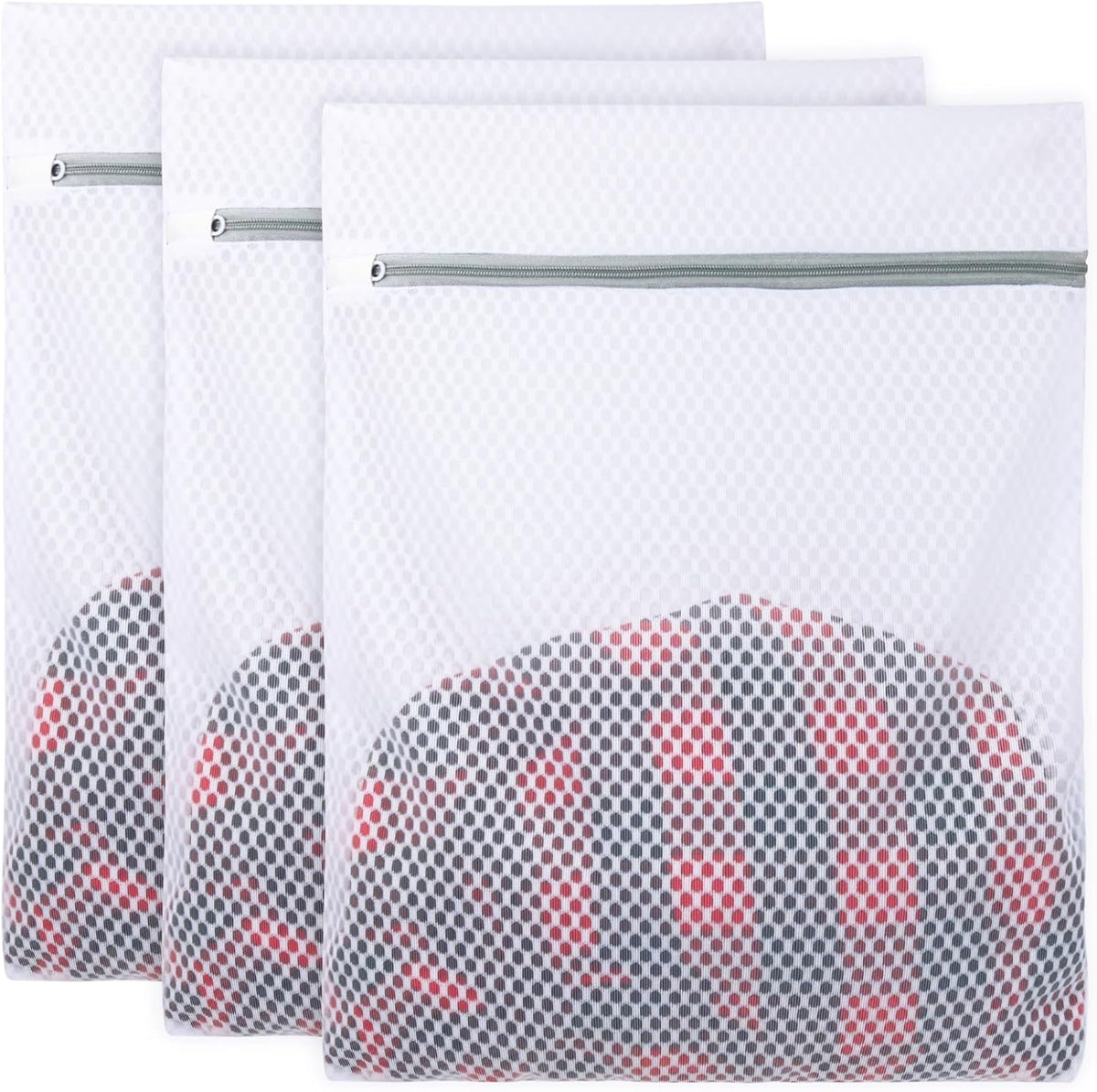 3Pcs Mesh Laundry Bags for Delicates, Honeycomb Mesh Wash Bags with Zipper for Washing Machine, Shoes, Lingerie, Socks and Stuffed Toys (Medium, 12.5 x 16Inches)