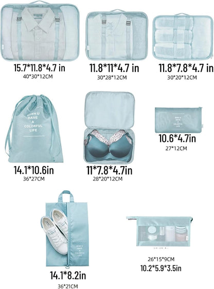 Packing Cubes for Travel 8 Set, Luggage Packing Organizers for Suitcases, Travel Accessories Large Toiletries Bag for Clothes Shoes Cosmetics,Travel Bags Organizer (Pink)