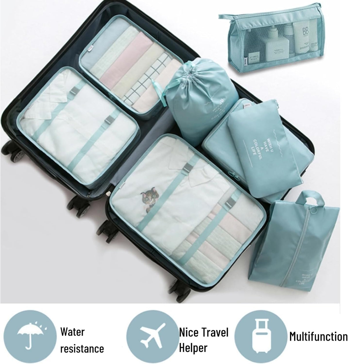 Packing Cubes for Travel 8 Set, Luggage Packing Organizers for Suitcases, Travel Accessories Large Toiletries Bag for Clothes Shoes Cosmetics,Travel Bags Organizer (Pink)