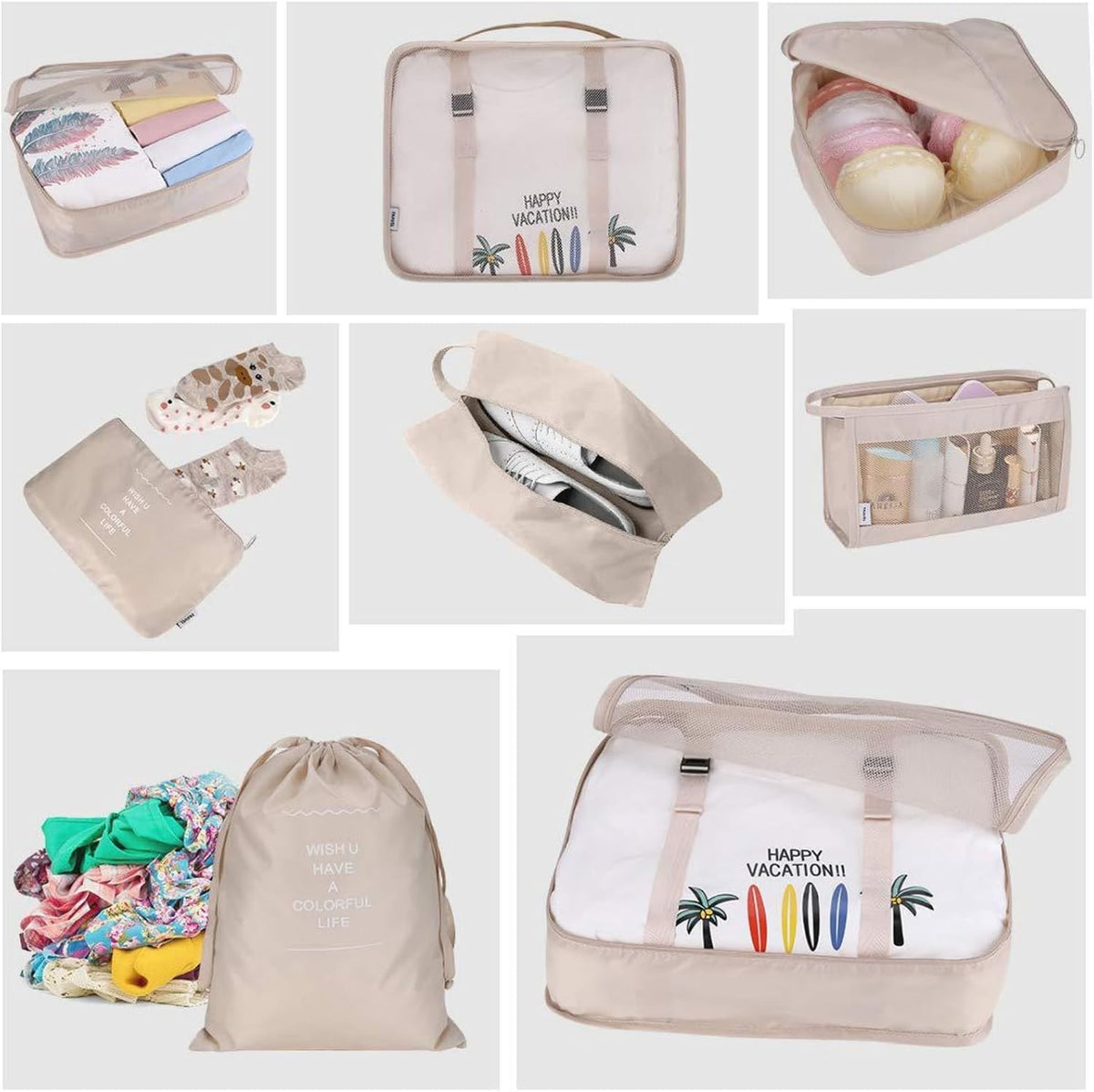 Packing Cubes for Travel 8 Set, Luggage Packing Organizers for Suitcases, Travel Accessories Large Toiletries Bag for Clothes Shoes Cosmetics,Travel Bags Organizer (Pink)