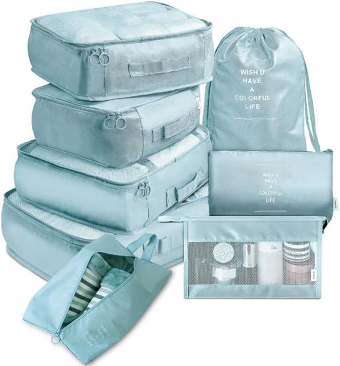Packing Cubes for Travel 8 Set, Luggage Packing Organizers for Suitcases, Travel Accessories Large Toiletries Bag for Clothes Shoes Cosmetics,Travel Bags Organizer (Pink)