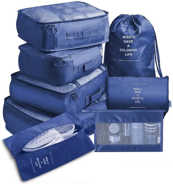 Packing Cubes for Travel 8 Set, Luggage Packing Organizers for Suitcases, Travel Accessories Large Toiletries Bag for Clothes Shoes Cosmetics,Travel Bags Organizer (Pink)