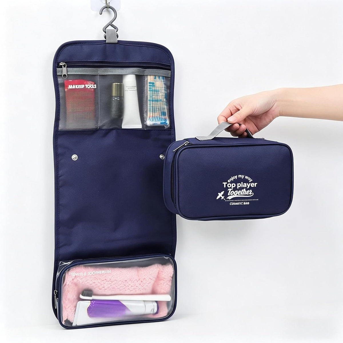 Toiletry Bag for Women Hanging, Travel Toiletry Bag Detachable Design Dry Wet Separation, 3-Zone Design Perfect for Stays, Trips, Gym Showers and Outdoor Activities