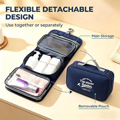 Toiletry Bag for Women Hanging, Travel Toiletry Bag Detachable Design Dry Wet Separation, 3-Zone Design Perfect for Stays, Trips, Gym Showers and Outdoor Activities