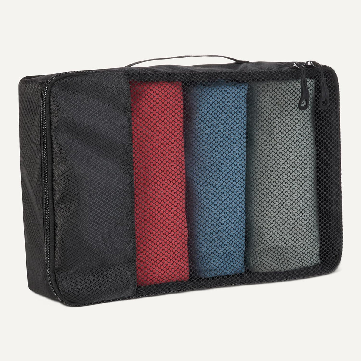 4-Piece Space-Saving Packing Cubes Travel Accessories Set, Luggage Organizer with Double Zipper, Mesh Top, Small, Black (Previously Amazon Basics)