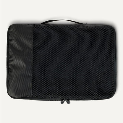4-Piece Space-Saving Packing Cubes Travel Accessories Set, Luggage Organizer with Double Zipper, Mesh Top, Small, Black (Previously Amazon Basics)