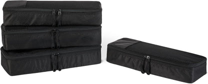 4-Piece Space-Saving Packing Cubes Travel Accessories Set, Luggage Organizer with Double Zipper, Mesh Top, Small, Black (Previously Amazon Basics)